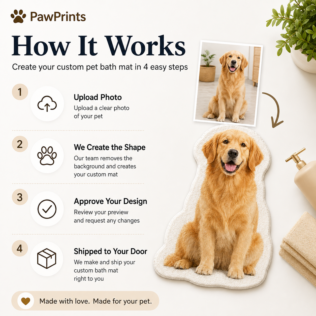 Custom Pet Photo Bath Mat – Personalized Quick-Dry Pet Floor Mat