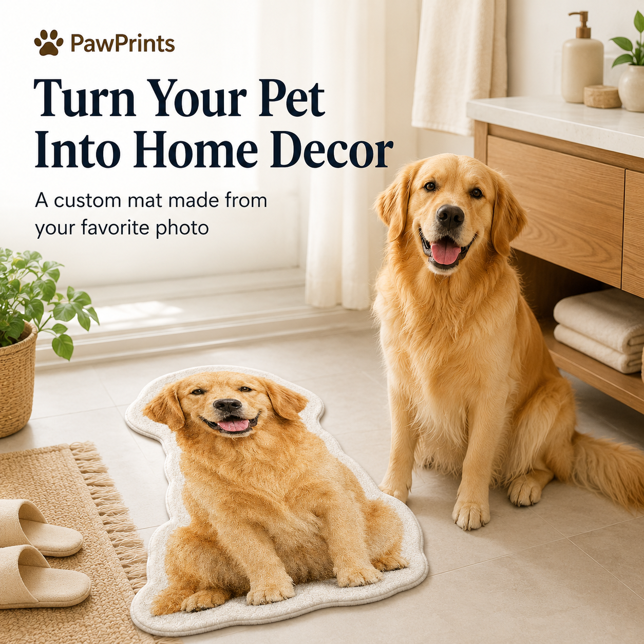 Custom Pet Photo Bath Mat – Personalized Quick-Dry Pet Floor Mat