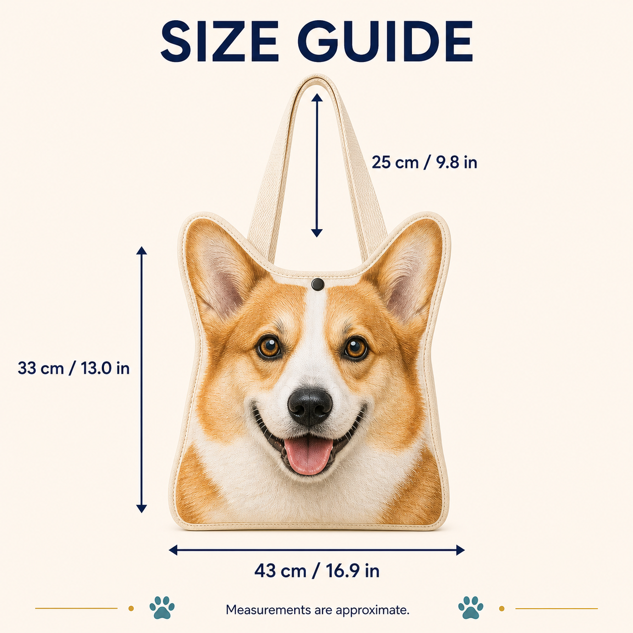 Custom Pet Shaped Tote Bag – Personalized Pet Photo Shopping Bag