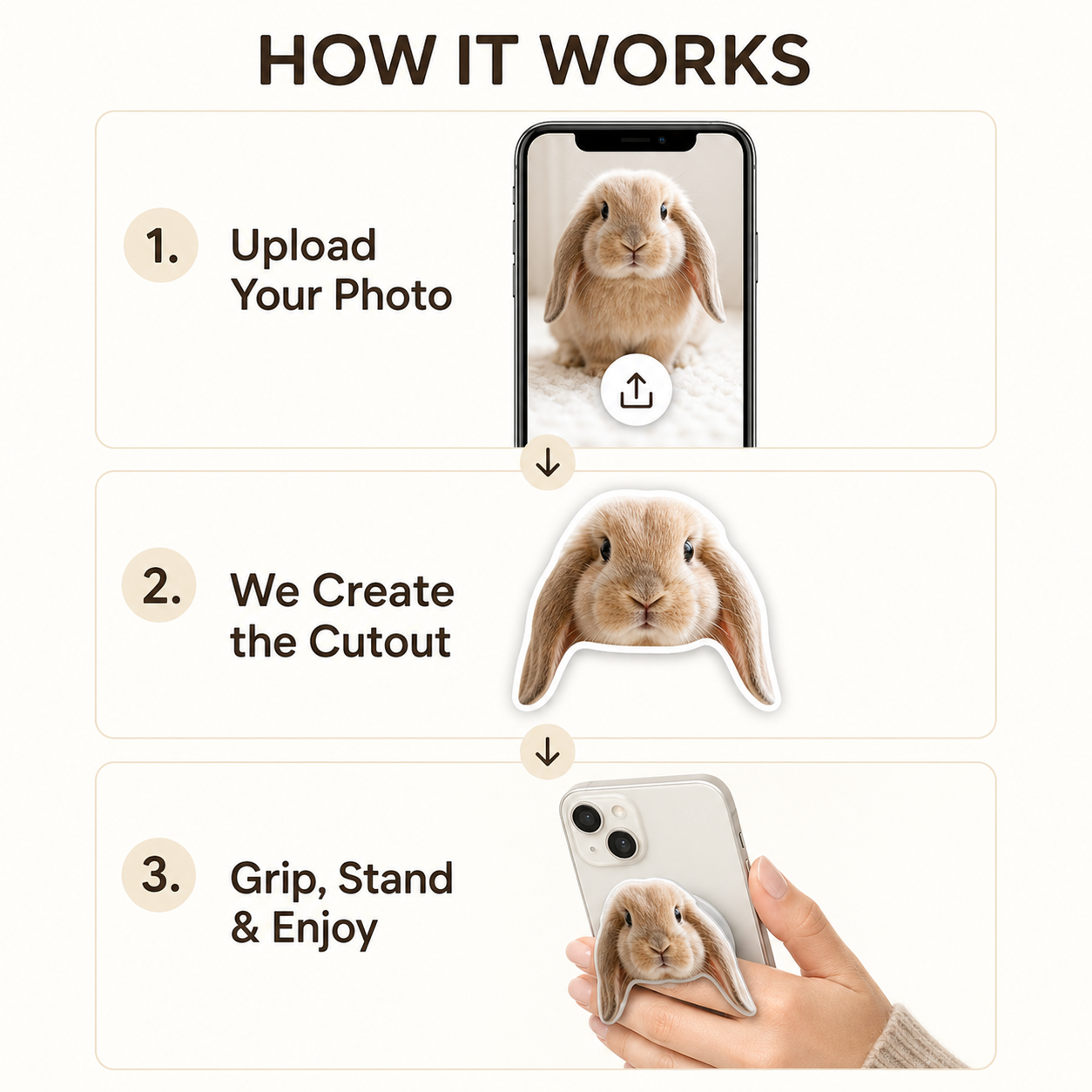Custom Pet Photo Phone Grip – Personalized Air-Cushion Phone Stand