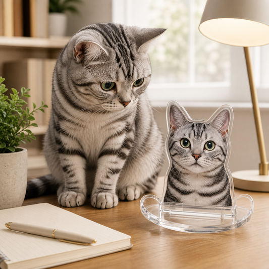 Custom Pet Acrylic Rocking Stand – Personalized Pet Photo Desk Decor