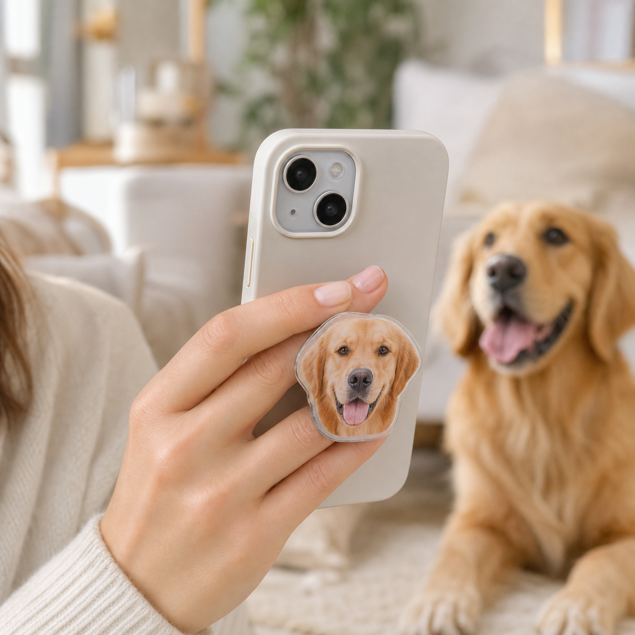 Custom Pet Photo Phone Grip – Personalized Air-Cushion Phone Stand
