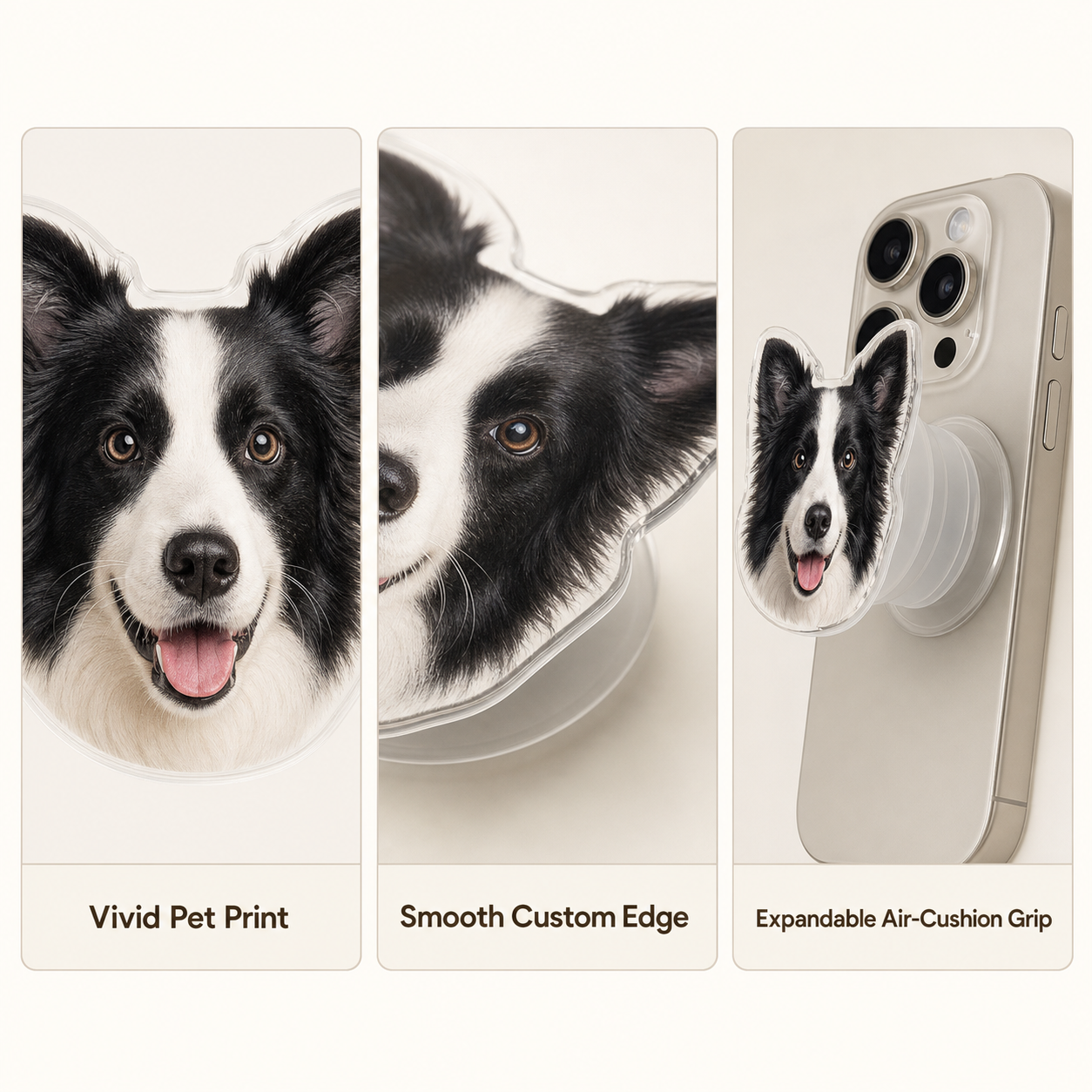 Custom Pet Photo Phone Grip – Personalized Air-Cushion Phone Stand